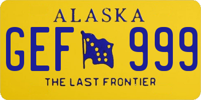 AK license plate GEF999
