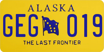 AK license plate GEG019