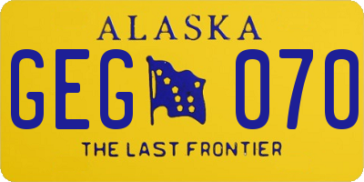 AK license plate GEG070