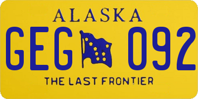AK license plate GEG092