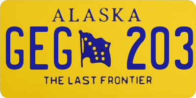 AK license plate GEG203
