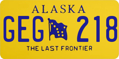 AK license plate GEG218