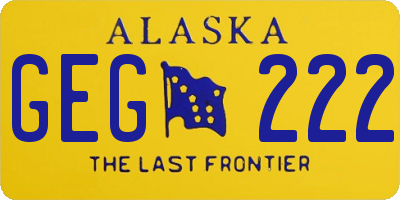 AK license plate GEG222