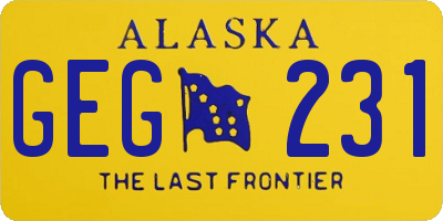 AK license plate GEG231