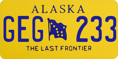 AK license plate GEG233
