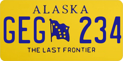 AK license plate GEG234