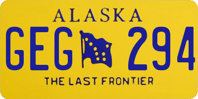 AK license plate GEG294