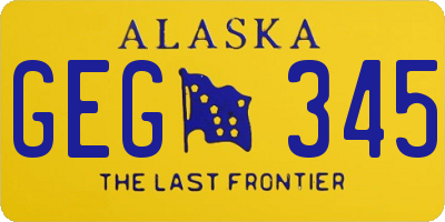 AK license plate GEG345