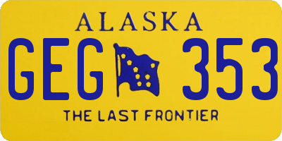 AK license plate GEG353