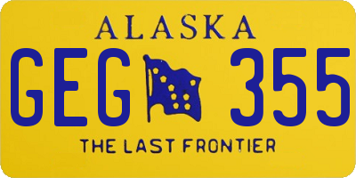 AK license plate GEG355
