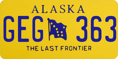 AK license plate GEG363