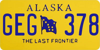 AK license plate GEG378