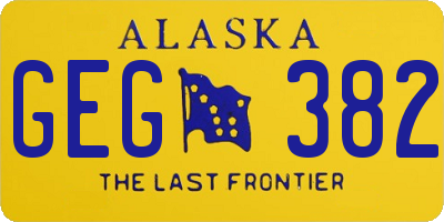 AK license plate GEG382