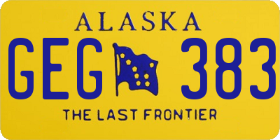 AK license plate GEG383