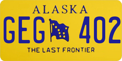 AK license plate GEG402