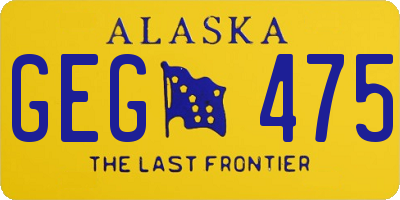 AK license plate GEG475