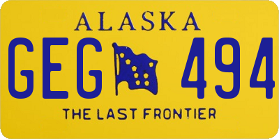 AK license plate GEG494