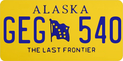AK license plate GEG540