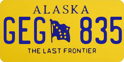 AK license plate GEG835