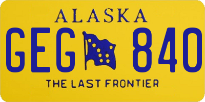 AK license plate GEG840