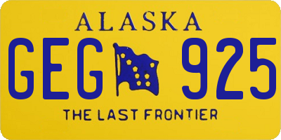 AK license plate GEG925