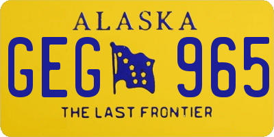 AK license plate GEG965