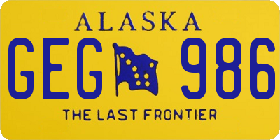 AK license plate GEG986