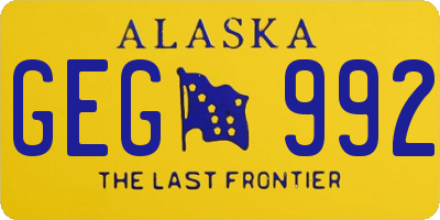 AK license plate GEG992