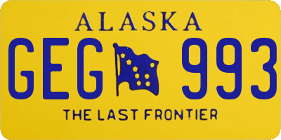 AK license plate GEG993