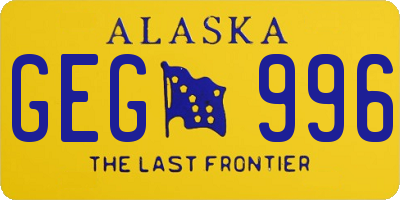 AK license plate GEG996