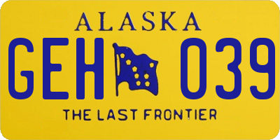 AK license plate GEH039