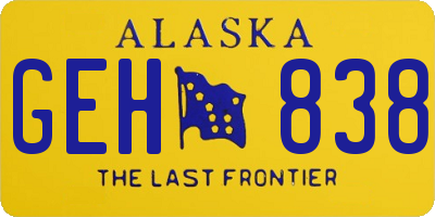 AK license plate GEH838