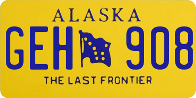 AK license plate GEH908