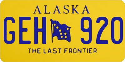 AK license plate GEH920