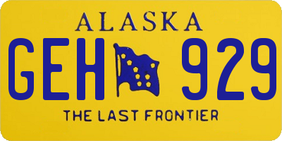 AK license plate GEH929