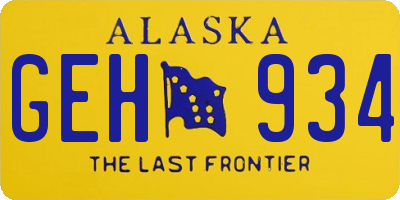 AK license plate GEH934