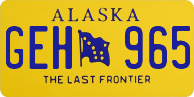 AK license plate GEH965