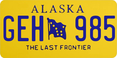 AK license plate GEH985