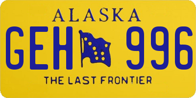 AK license plate GEH996