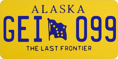AK license plate GEI099