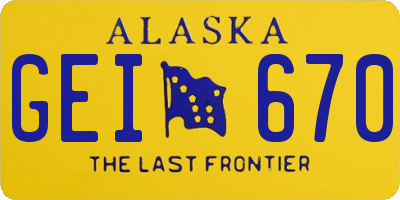 AK license plate GEI670