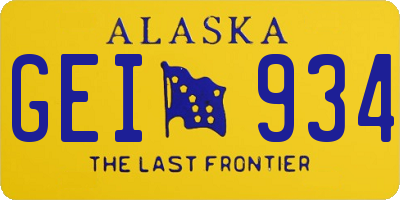 AK license plate GEI934