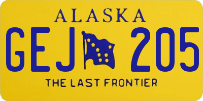 AK license plate GEJ205