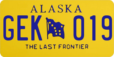 AK license plate GEK019