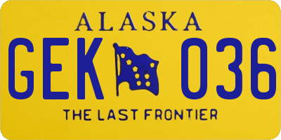 AK license plate GEK036