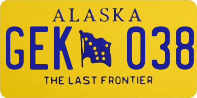 AK license plate GEK038