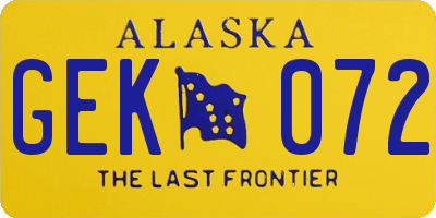 AK license plate GEK072