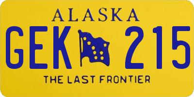 AK license plate GEK215