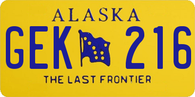 AK license plate GEK216