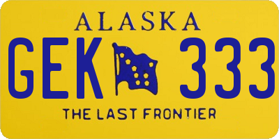 AK license plate GEK333